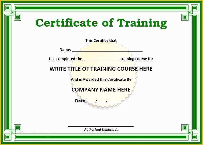 Training Certificate Template Free Of 11 Free Sample Training Certificate Templates Printable