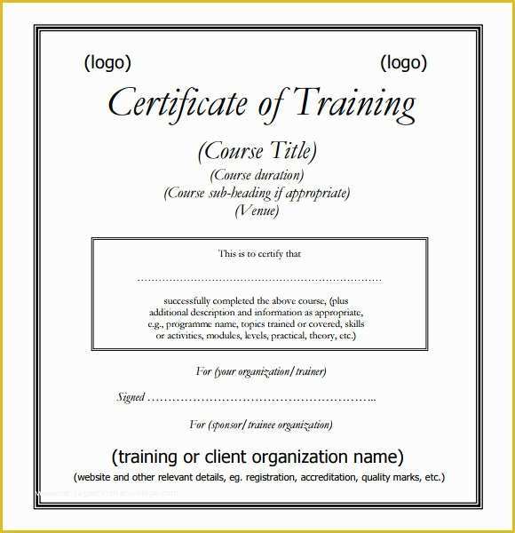 Training Certificate Template Free Of 20 Training Certificate Templates