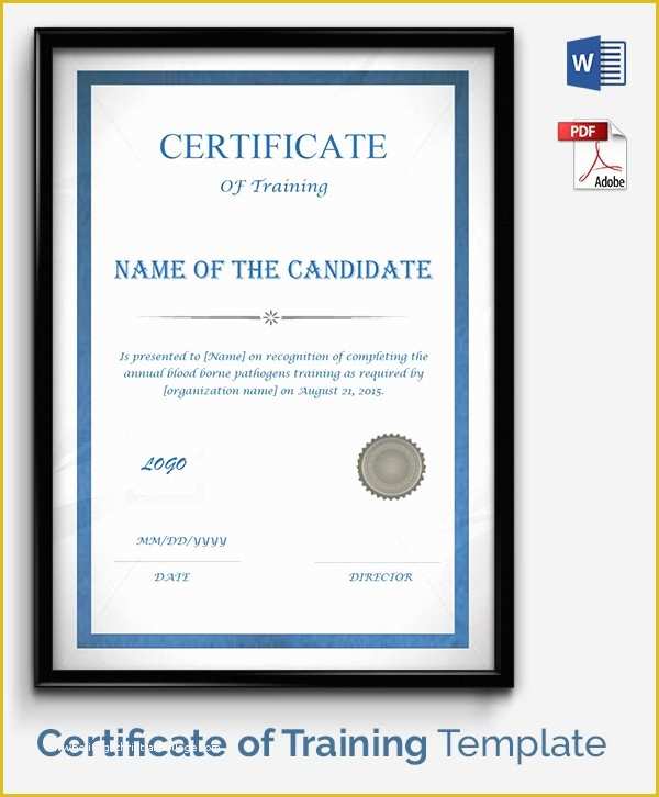Training Certificate Template Free Of 52 Free Printable Certificate Template Examples In Pdf