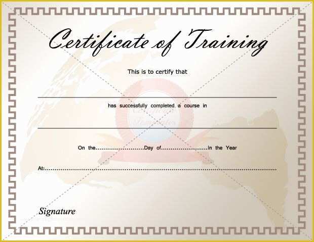 Training Certificate Template Free Of Certificate Of Training