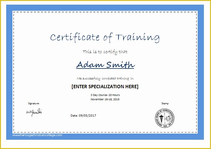 Training Certificate Template Free Of Certificate Of Training Template for Ms Word