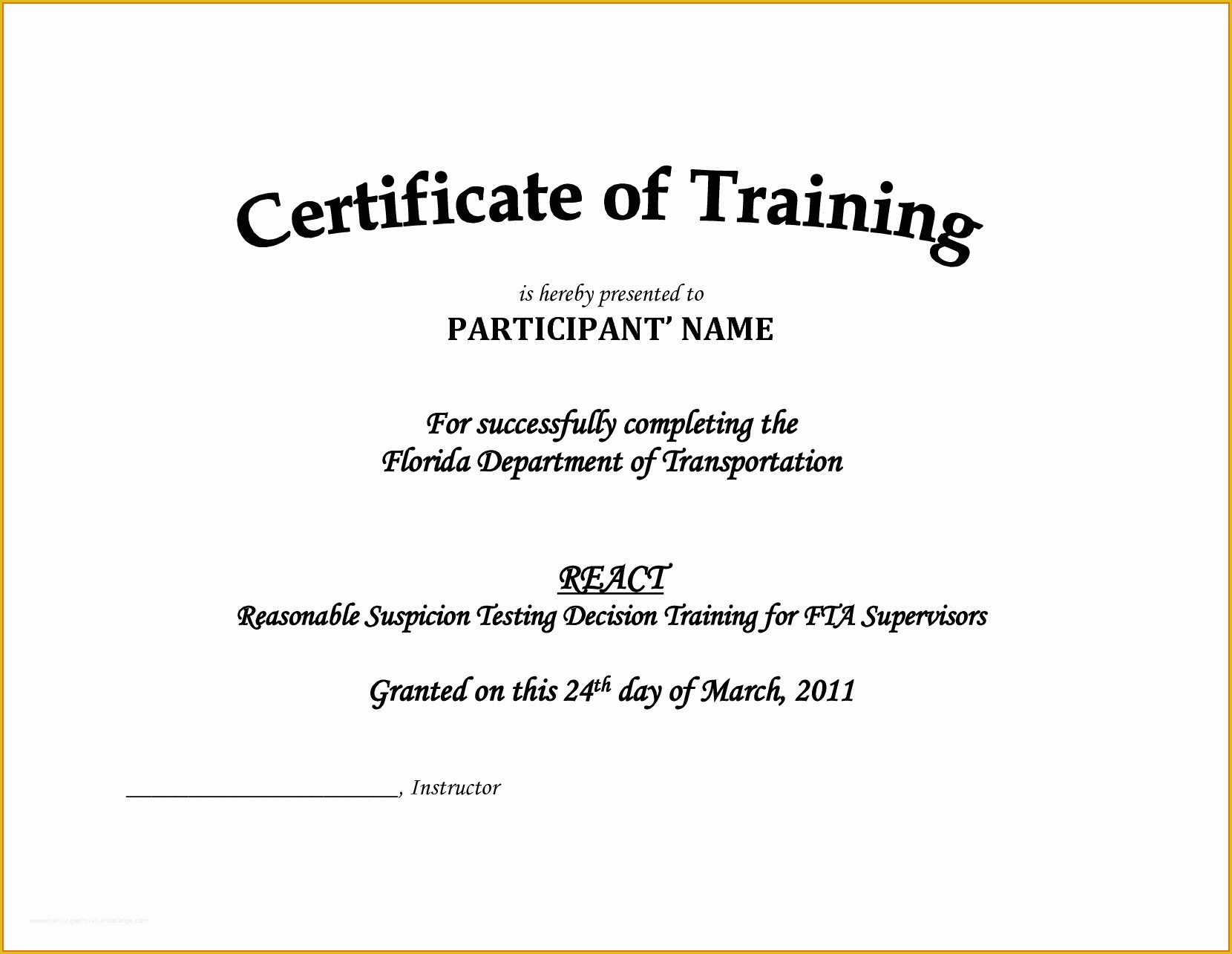 Training Certificate Template Free Of Certificate Of Training Templatereference Letters Words