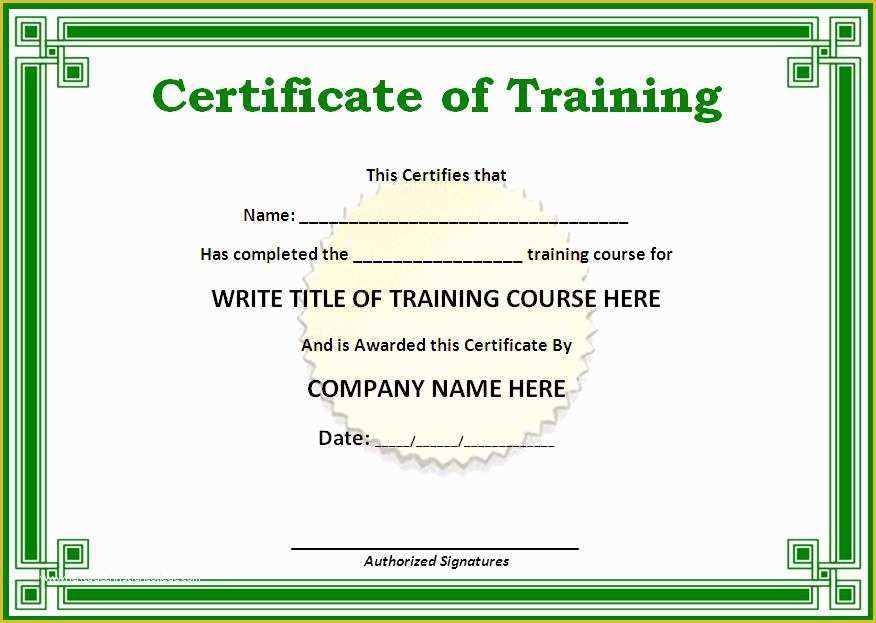 Training Certificate Template Free Of Certificate Templates