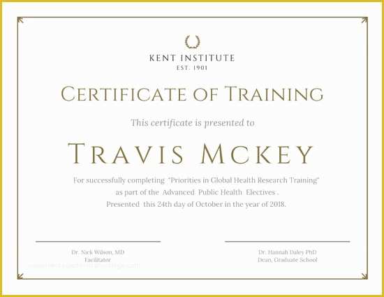 Training Certificate Template Free Of Classic Gold Training Certificate Templates by Canva