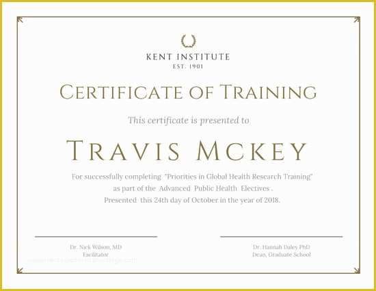 Training Certificate Template Free Of Classic Gold Training Certificate Templates by Canva
