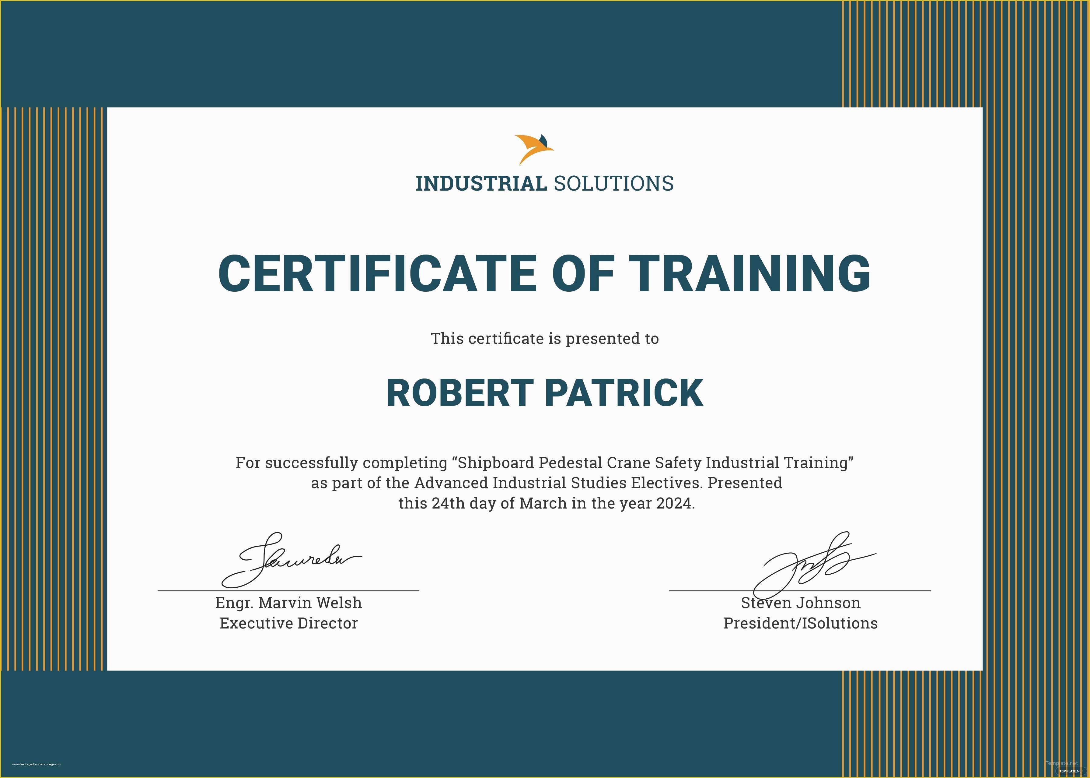 Training Certificate Template Free Of Free Industrial Training Certificate Template In Adobe