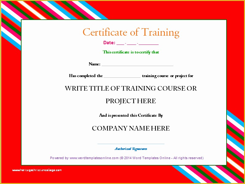 Training Certificate Template Free Of Free Line Certificate Tmplate