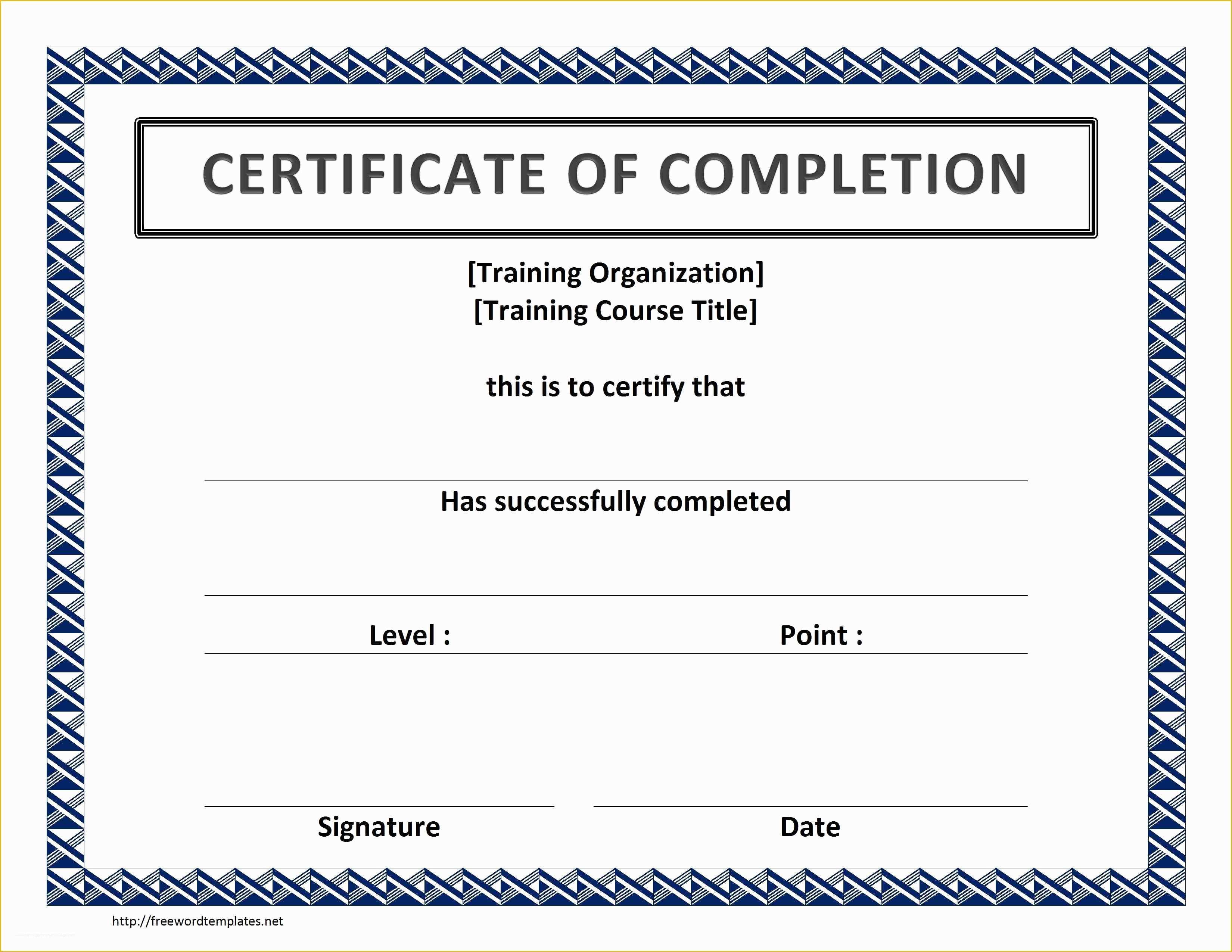 Training Certificate Template Free Of Training Certificate Template