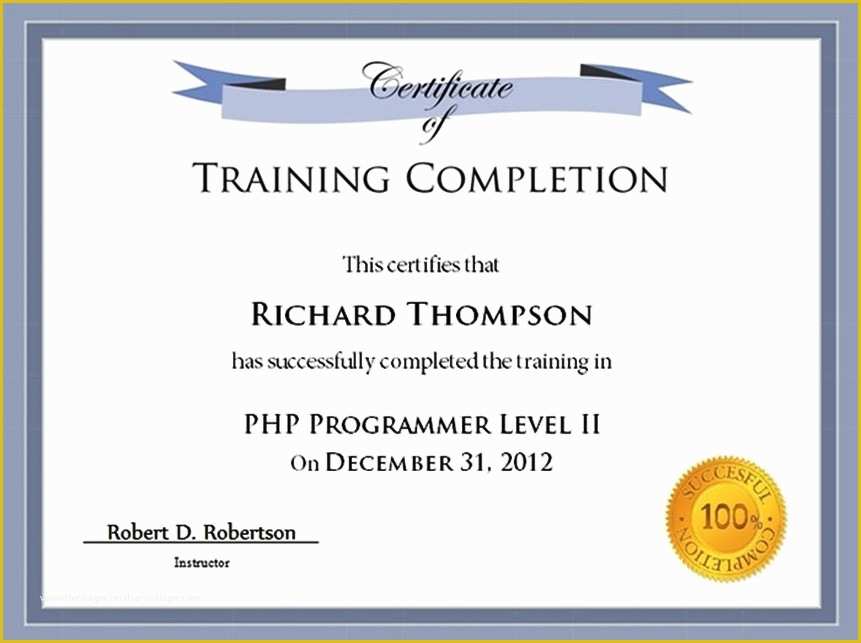 Training Certificate Template Free Of Training Certificate Template