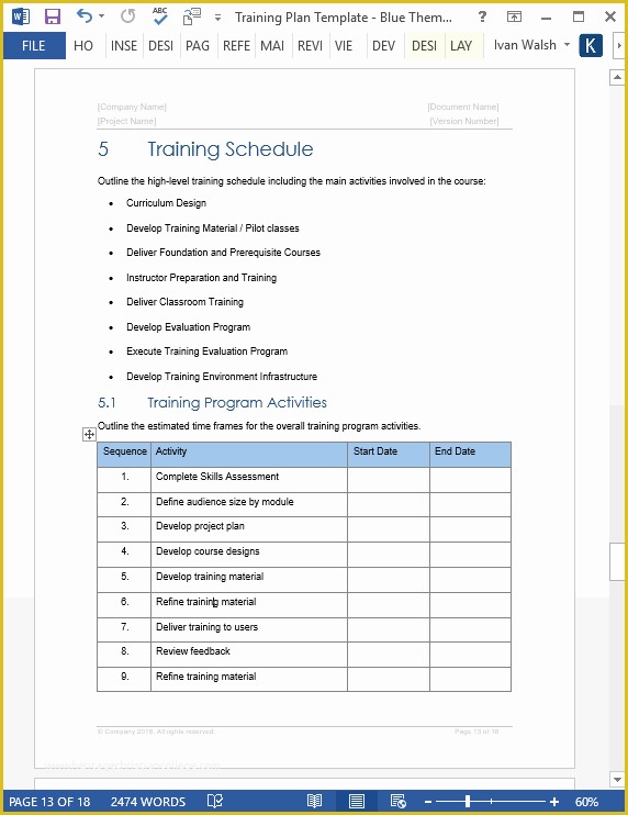 Training Website Templates Free Download Of Training Plan Template – 20 Page Word & 14 Excel forms