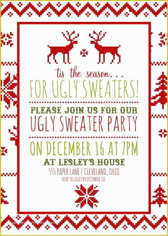 Ugly Sweater Flyer Template Free Of 50 Ugly Christmas Sweater Party Ideas Oh My Creative