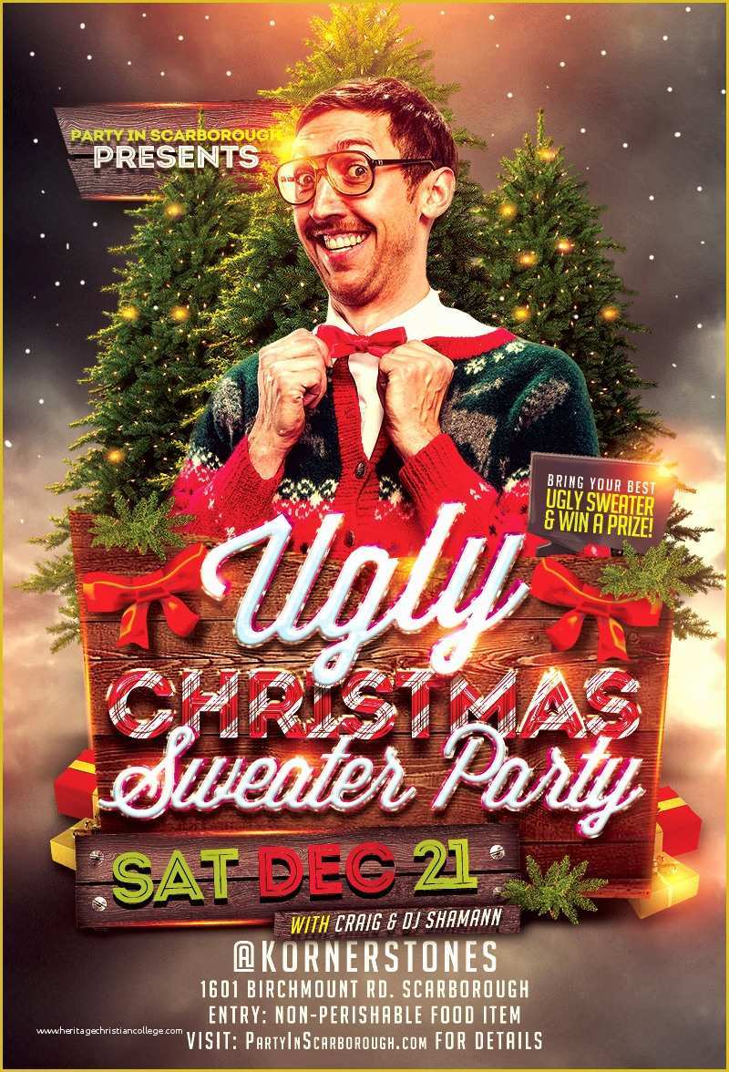 Ugly Sweater Flyer Template Free Of Christmas Sweater Flyer Heartpulsar