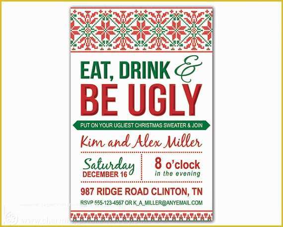 Ugly Sweater Flyer Template Free Of Free Printable Ugly Christmas Sweater Party Invitations