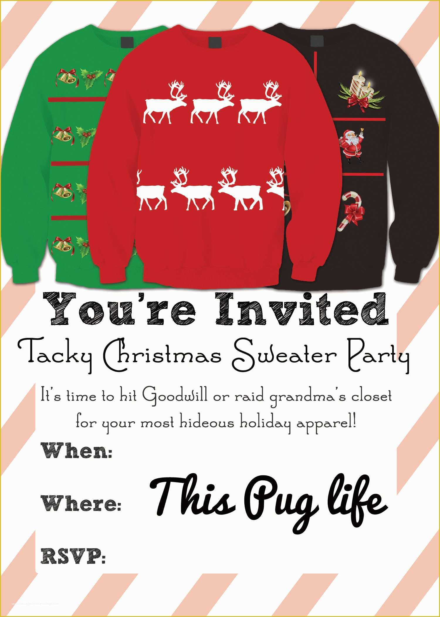 Ugly Sweater Flyer Template Free Of Free Printable Ugly Christmas Sweater Party Invitations