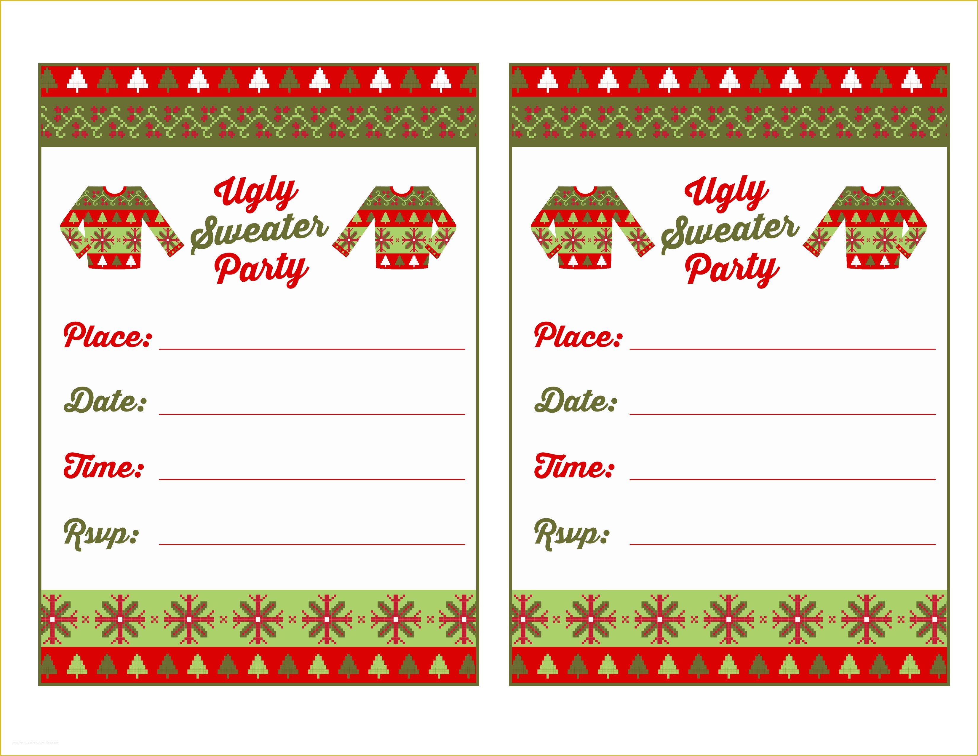 Ugly Sweater Flyer Template Free Of Free Printable Ugly Christmas Sweater Party Invitations