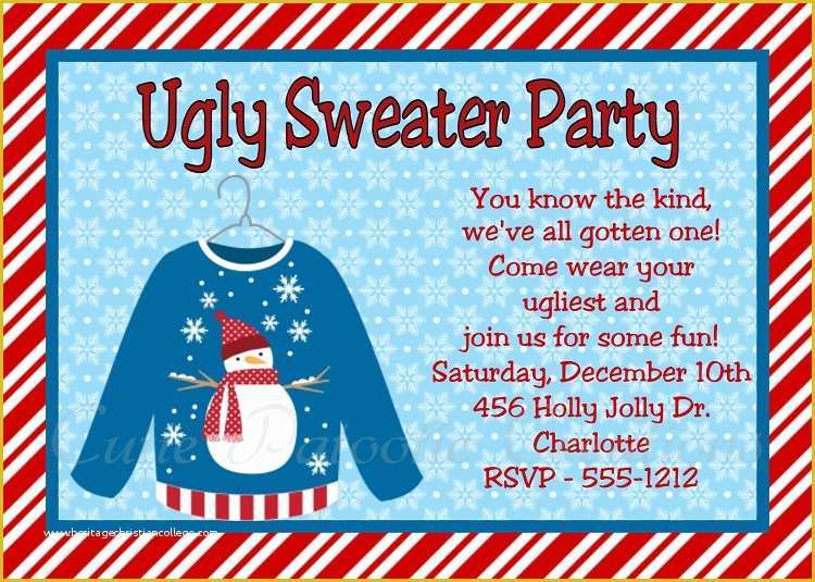 Ugly Sweater Flyer Template Free Of Gallery Ugly Christmas Sweater Invitation Template