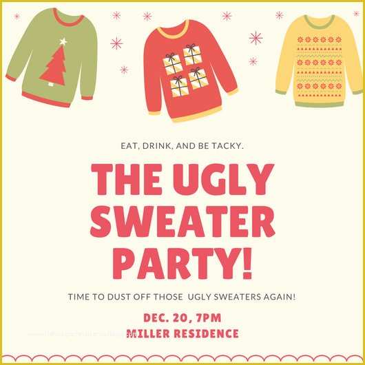 Ugly Sweater Flyer Template Free Of Red Ugly Christmas Sweater Invitation Templates by Canva