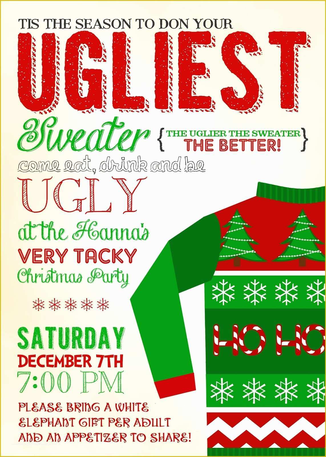 Ugly Sweater Flyer Template Free Of Ugly Christmas Sweater Contest Flyer – Happy Holidays