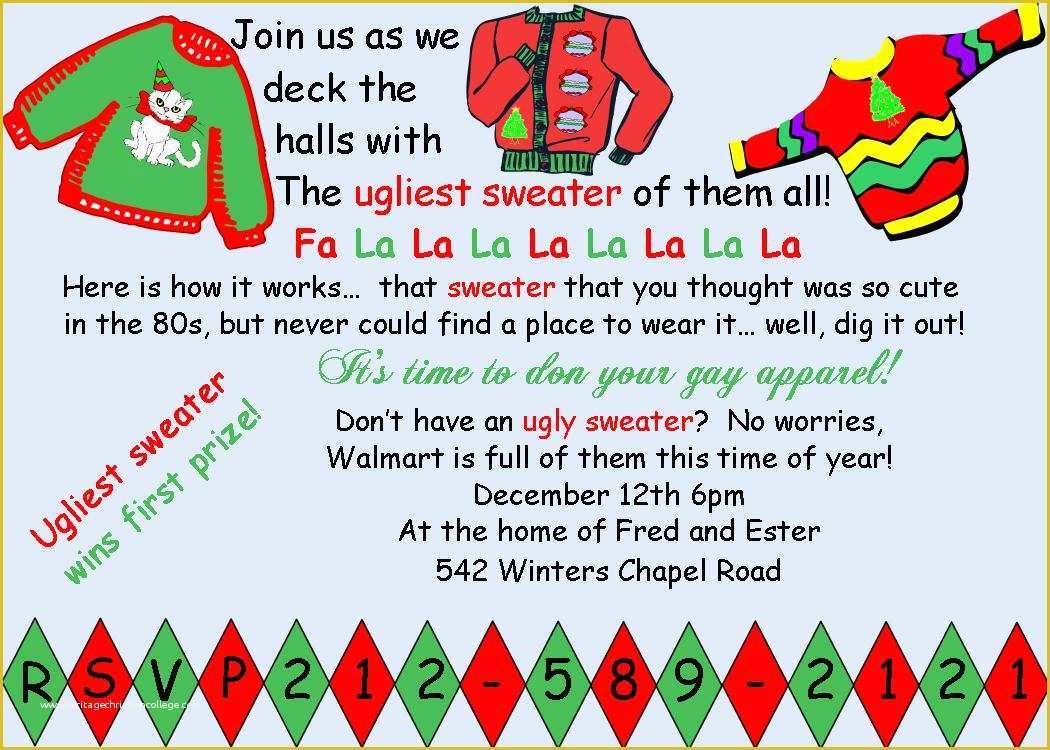 Ugly Sweater Flyer Template Free Of Ugly Christmas Sweater Contest Flyer – Happy Holidays