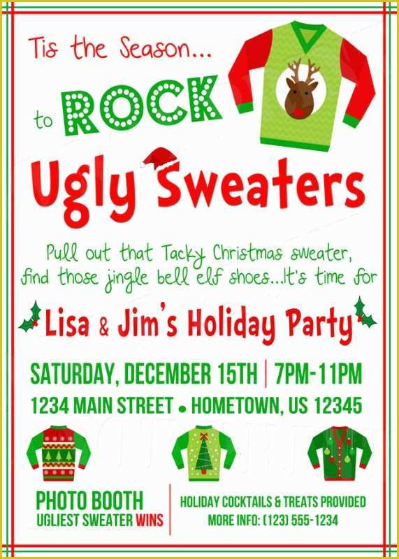 Ugly Sweater Flyer Template Free Of Ugly Christmas Sweater Contest Flyer – Happy Holidays