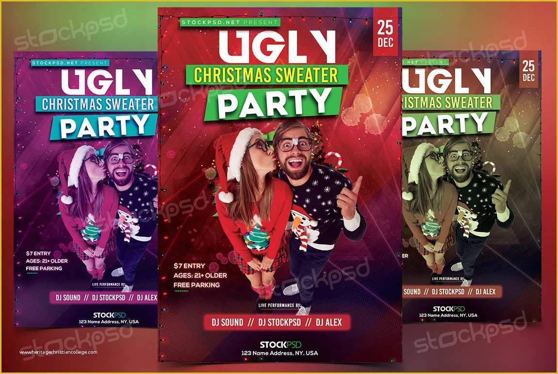 Ugly Sweater Flyer Template Free Of Ugly Christmas Sweater Download Free Psd Flyer Free