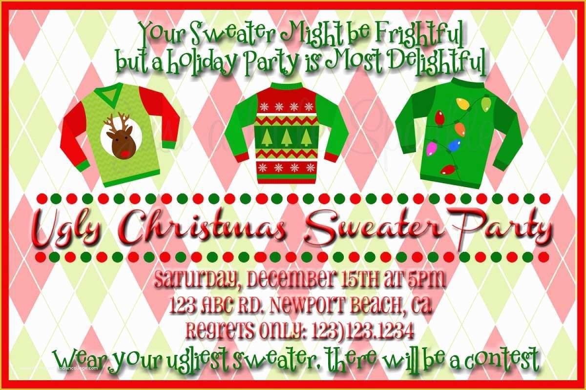 Ugly Sweater Flyer Template Free Of Ugly Christmas Sweater Invitation Wording – Happy Holidays