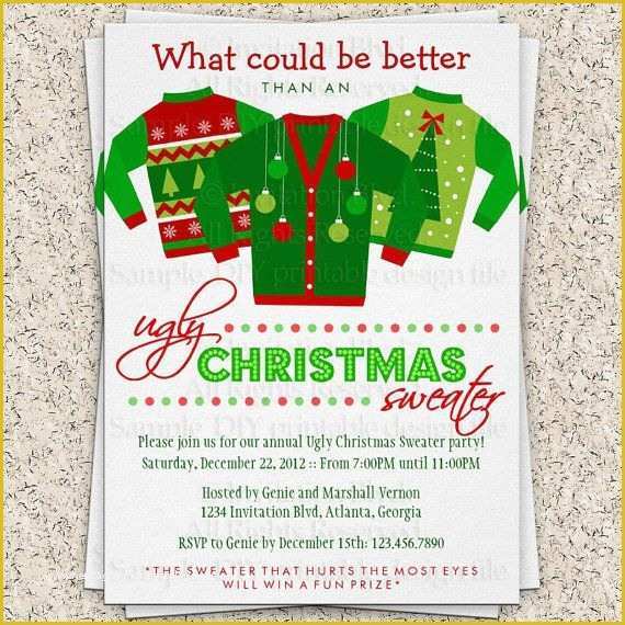 Ugly Sweater Flyer Template Free Of Ugly Christmas Sweater Party Invitation Ugly by