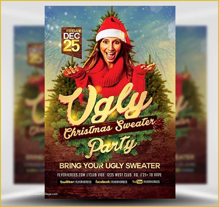 Ugly Sweater Flyer Template Free Of Ugly Sweater Christmas Flyer Template Flyerheroes