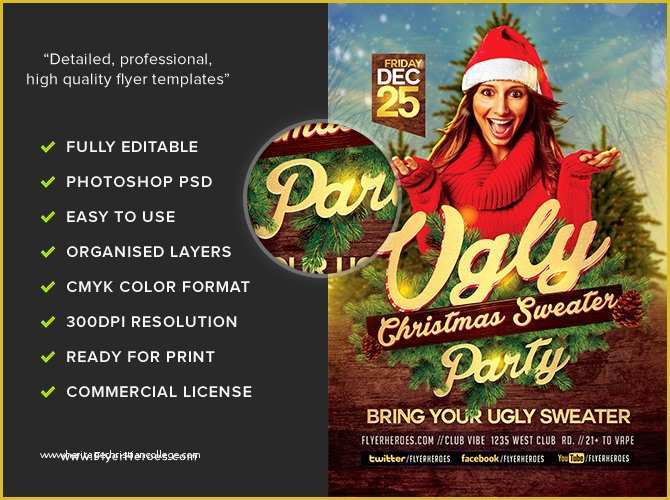 Ugly Sweater Flyer Template Free Of Ugly Sweater Christmas Flyer Template Flyerheroes