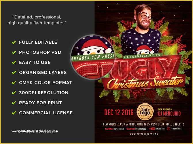Ugly Sweater Flyer Template Free Of Ugly Sweater Christmas Flyer Template V2 Flyerheroes
