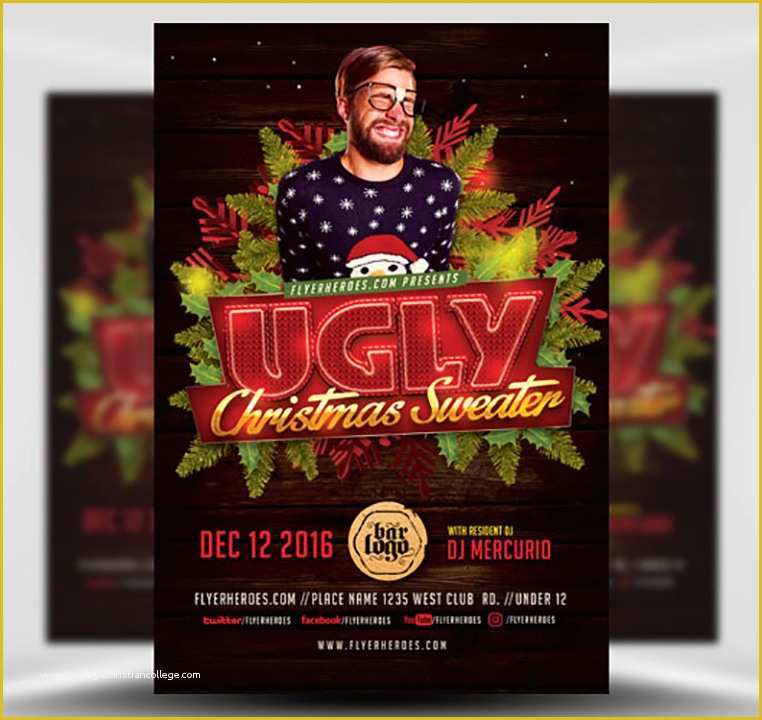 Ugly Sweater Flyer Template Free Of Ugly Sweater Christmas Flyer Template V2 Flyerheroes