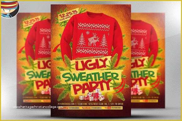 Ugly Sweater Flyer Template Free Of Ugly Sweater Flyer Template 2 Flyer Templates Creative