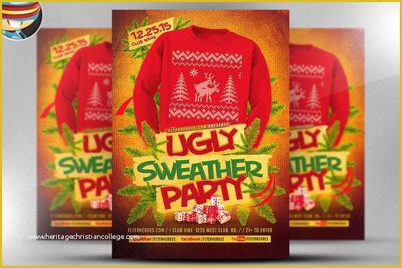 Ugly Sweater Flyer Template Free Of Ugly Sweater Flyer Template 2 Flyer Templates On