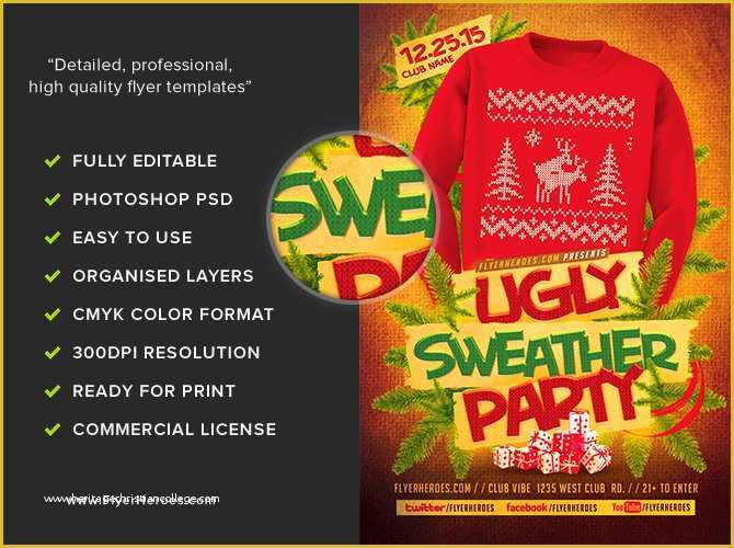 Ugly Sweater Flyer Template Free Of Ugly Sweater Flyer Template 2 Flyerheroes