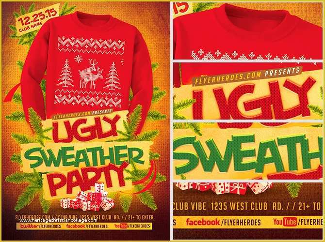 Ugly Sweater Flyer Template Free Of Ugly Sweater Flyer Template 2 Flyerheroes