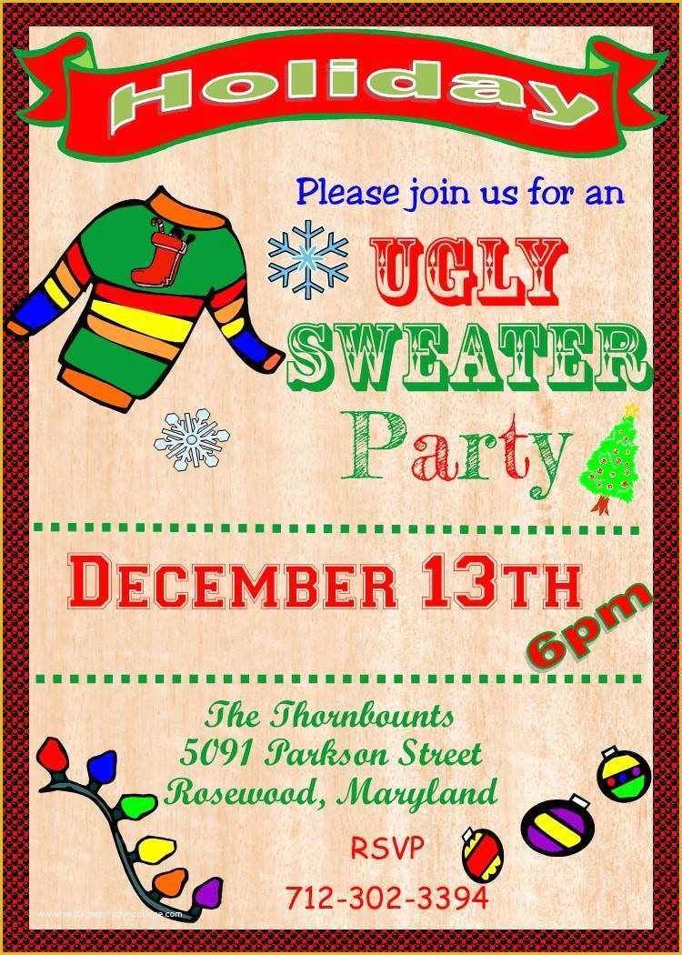 Ugly Sweater Flyer Template Free Of Ugly Sweater Invitation Template Free Ugly Sweater Party