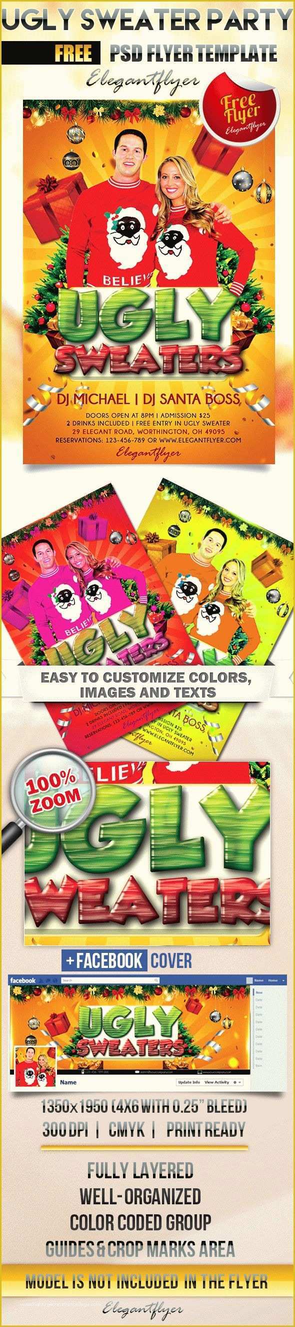 Ugly Sweater Flyer Template Free Of Ugly Sweater Party – Free Flyer Psd Template