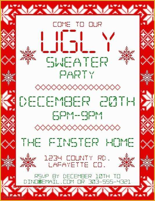 Ugly Sweater Flyer Template Free Of Ugly Sweater Template