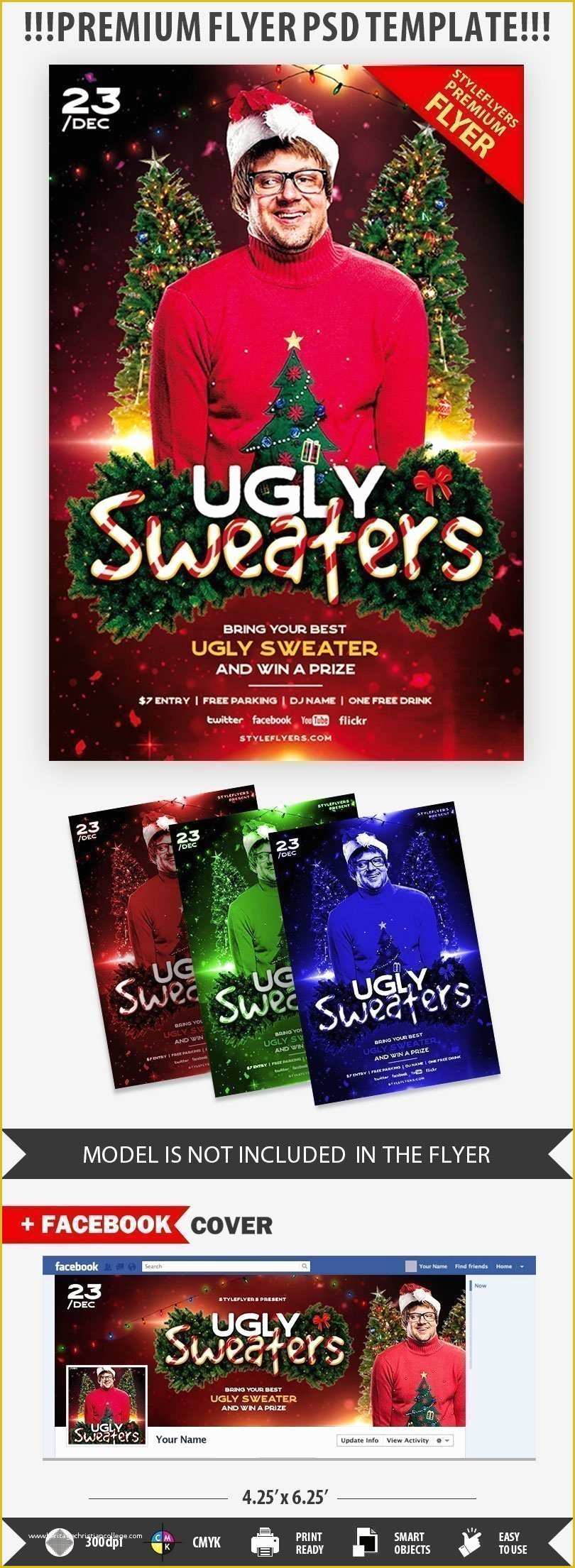 Ugly Sweater Flyer Template Free Of Ugly Sweaters Psd Flyer Template Styleflyers