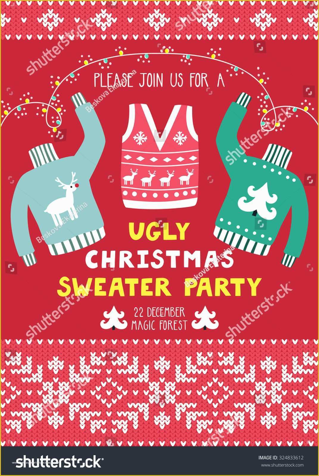 Ugly Sweater Flyer Template Free Of Vector Invitation Template Ugly Sweaters Scandinavian