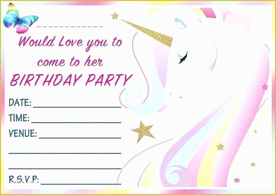 Unicorn Invitation Template Free Of Birthday Party Invitations Free Printable
