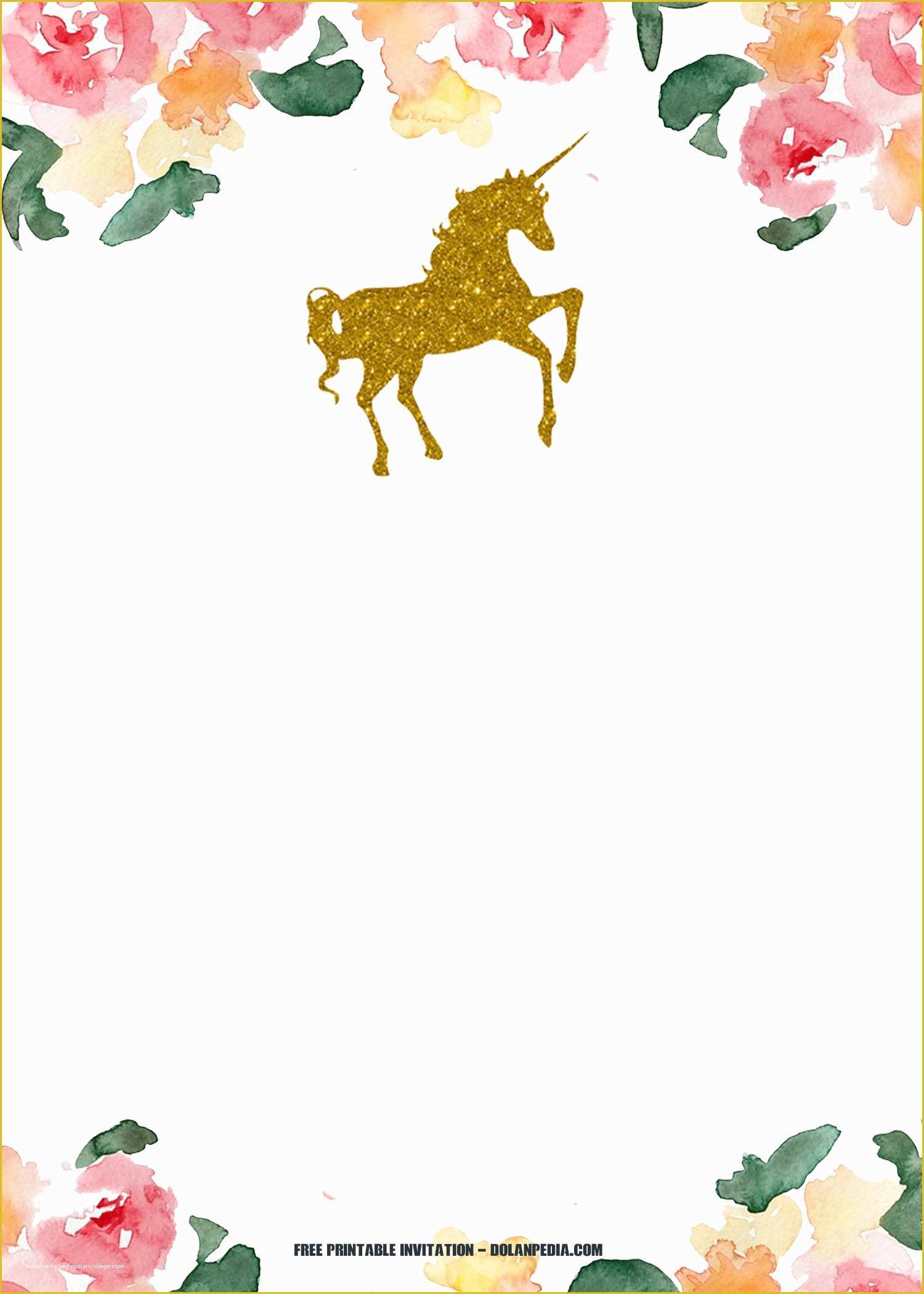 Unicorn Invitation Template Free Of Free Printable Golden Unicorn Birthday Invitation Template