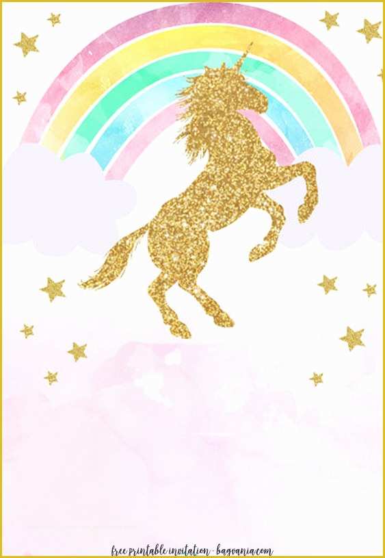 Unicorn Invitation Template Free Of Free Printable Golden Unicorn Birthday Invitation Template