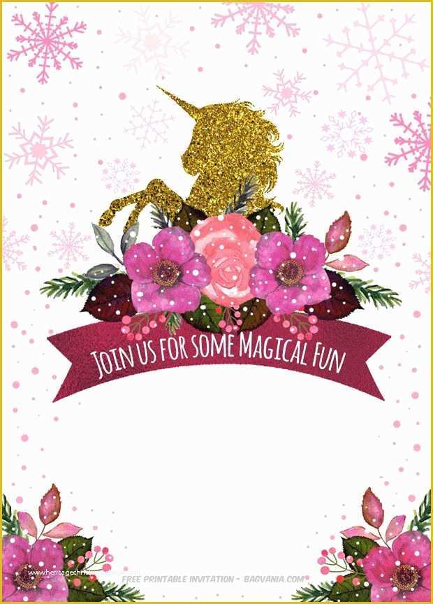 Unicorn Invitation Template Free Of Free Printable Golden Unicorn Birthday Invitation Template