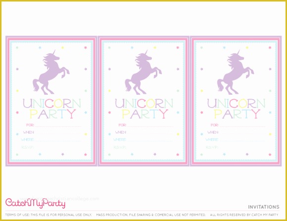 Unicorn Invitation Template Free Of Free Unicorn Printables Invitations