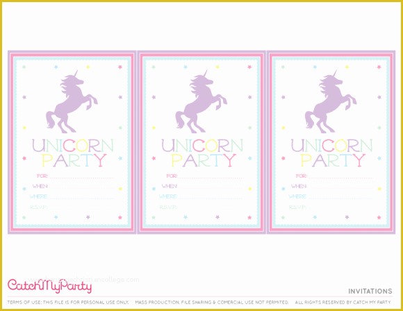 Unicorn Invitation Template Free Of Free Unicorn Printables Invitations