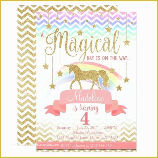 Unicorn Invitation Template Free Of Magical Rainbow Unicorn Birthday Party Invitation