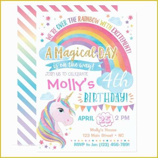Unicorn Invitation Template Free Of Magical Unicorn Birthday Invitation Rainbow Invite