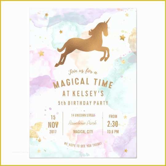 Unicorn Invitation Template Free Of Pastel Unicorn Birthday Party Invitation
