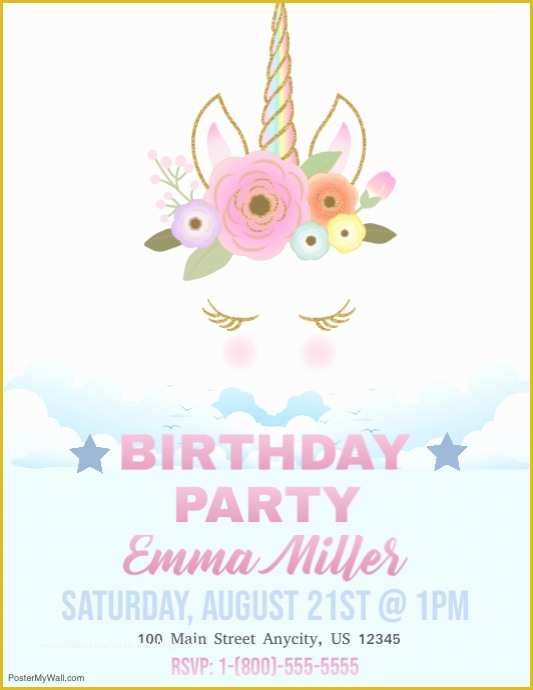 Unicorn Invitation Template Free Of Unicorn Bday Invite Template